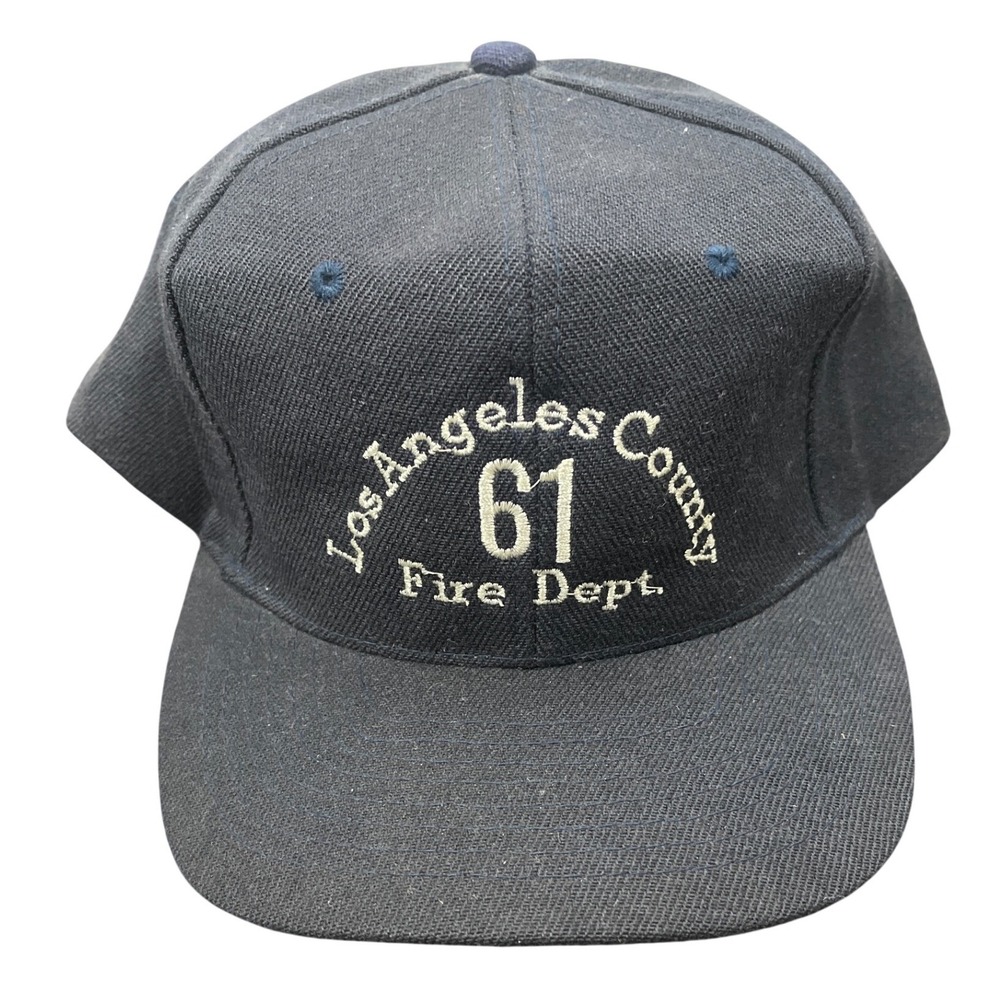 Los Angeles County Fire Dept Station 61 Snapback Hat Navy Embroidered Cap